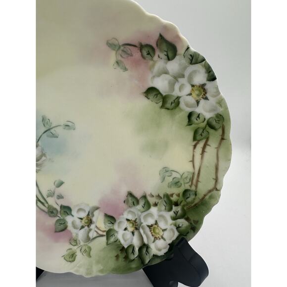 Antique Rosenthal Bavaria Germany Hand Painted Porcelain Cake Plate Wild Roses - Picture 2 of 7